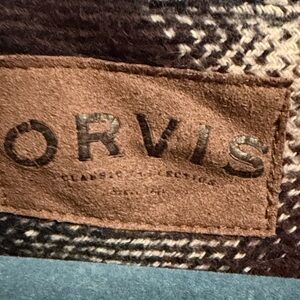 Orvis Mens Brown Black & White Plaid 100% Cotton Shirt Size Medium